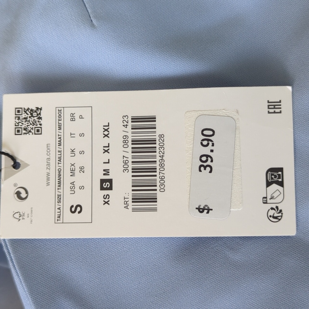Zara, Powder Blue Tube top, Size Small - Picture 6 of 7